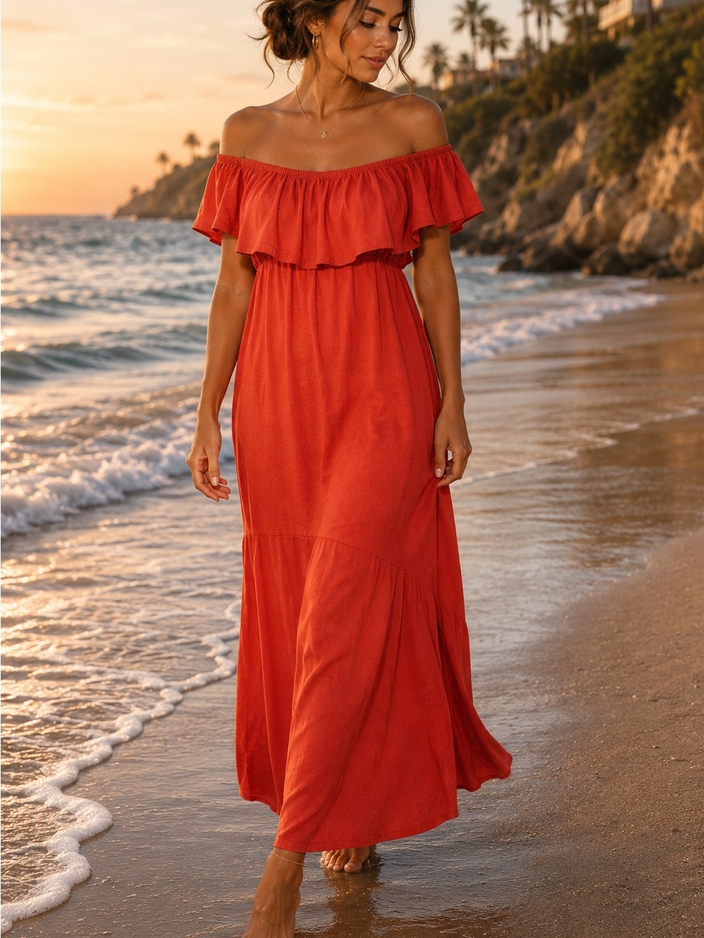 GUESS over the shoulder maxi summer dress size S